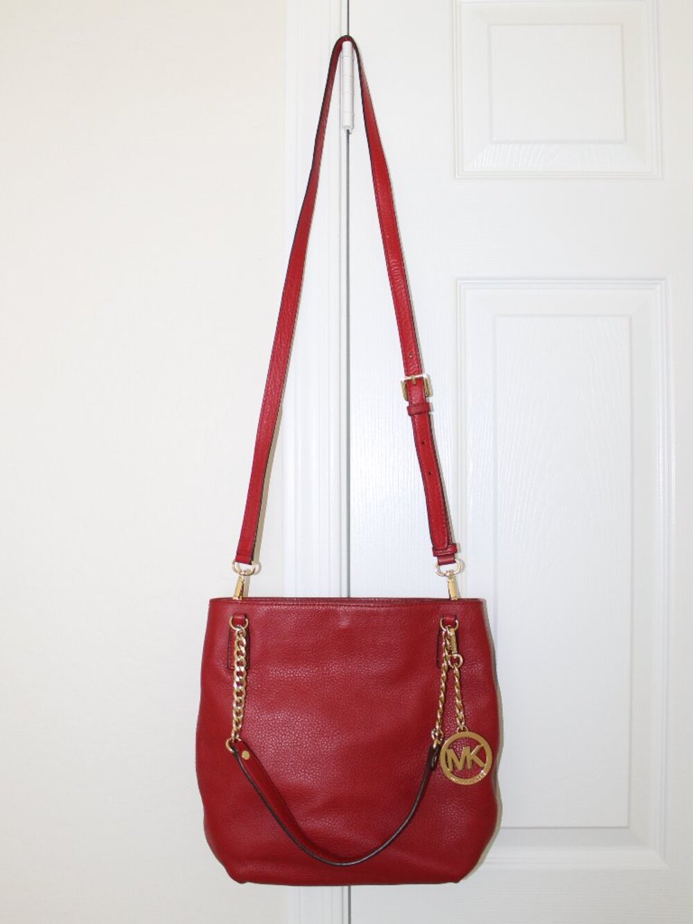 Michael Kors Red Pebbled Leather Tote / Shoulder Bag